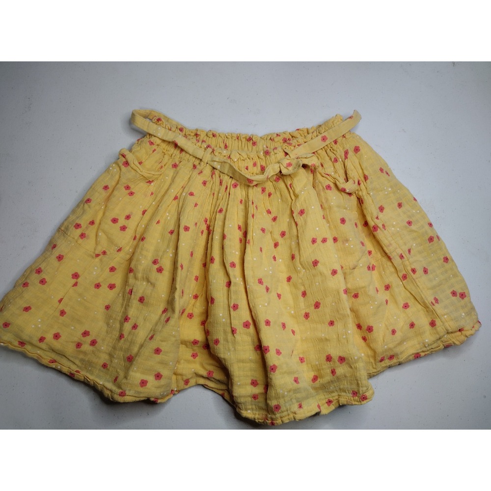 Cat & Jack Girls XL 14/16 Yellow Floral‎ Cotton Gauze Skirt with Tie Belt